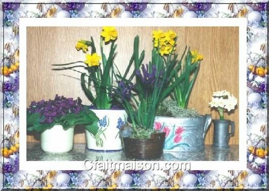 Composition avec des bulbeuses, accès à la page des compositions florales pour Pâques.