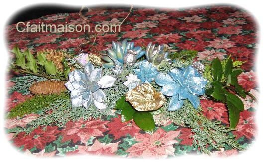 Centre de table avec echeveria et anthurium peints et paillets