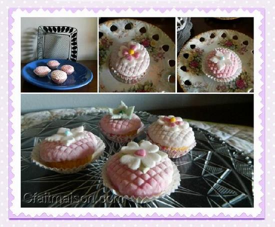 Pte  sucre embosse avec une grille - cup cakes.