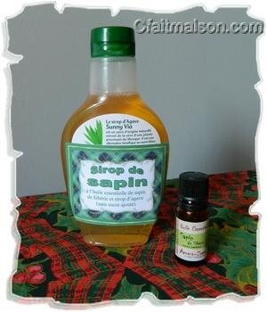 Sirop de sapin fait directement dans le flacon de sirop d'agave.