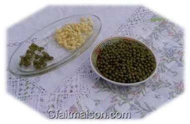 graines de soja, germées et peaux séparées