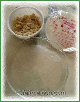 Feuille de riz ronde au format d'un moule à tarte.