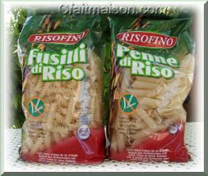 Fusilli et penne de marque Risofino.