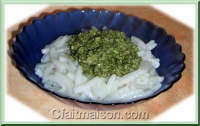 Pesto aux amandes sur ptes de riz.