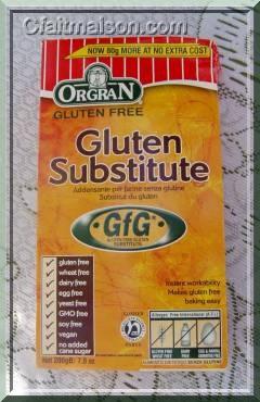 Bote de substitut du gluten GfG d'Orgran.