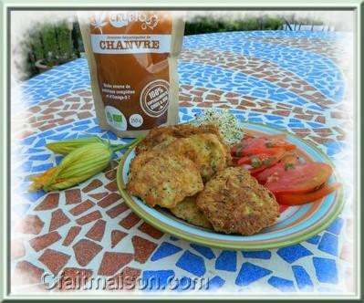 Galettes de fleurs de courgettes au chanvre.