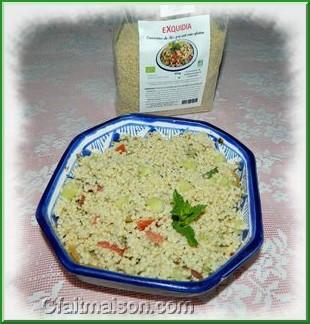 Taboulé de riz complet précuit BIO sans gluten et sans allergènes.