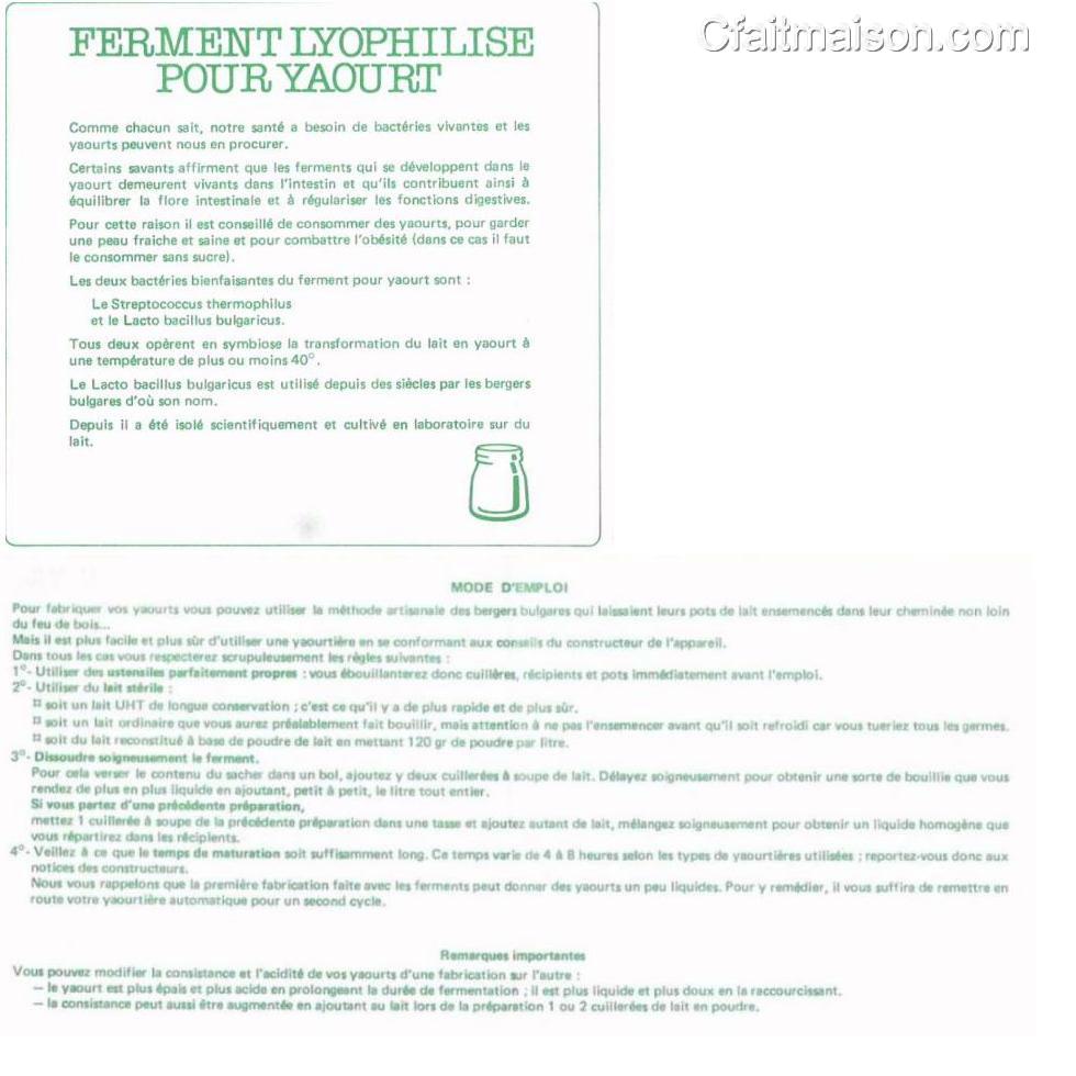 Ferment Lyophilise Pour Yaourt Bio 